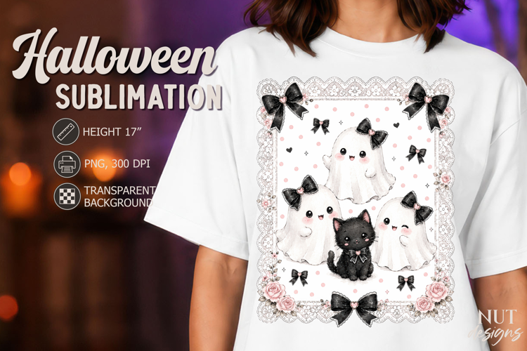 Cute Halloween Ghost Lace Coquette Halloween sublimation