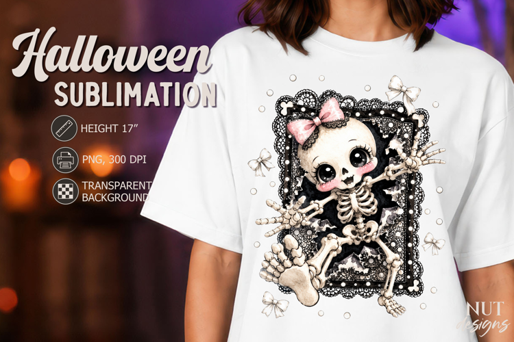 Cute Gothic Skeleton Lace Coquette Halloween sublimation