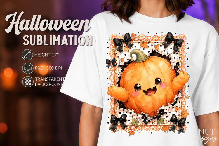 Cute Pumpkin Lace Coquette Halloween sublimation