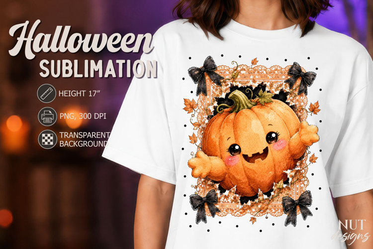 Cute Pumpkin Lace Coquette Halloween sublimation