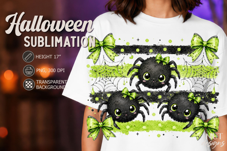 Green Bow Spider Coquette Halloween sublimation
