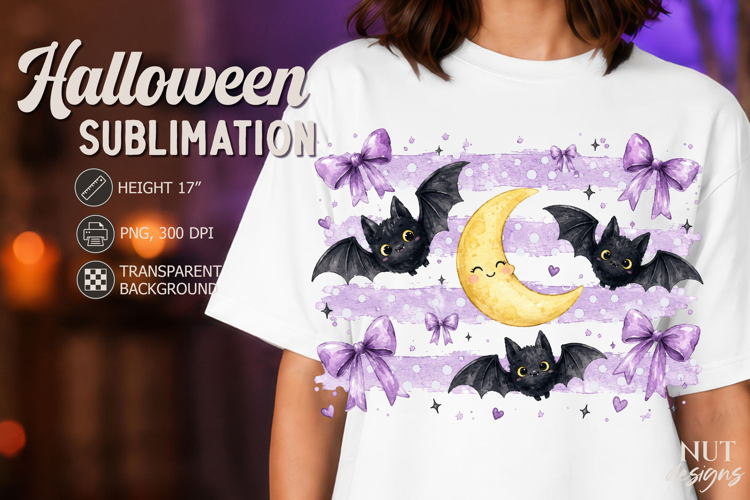 Halloween Bat Moon Coquette Halloween sublimation