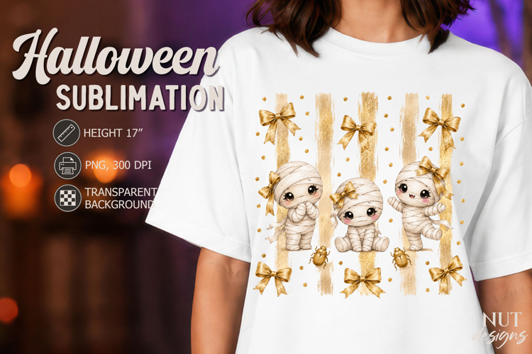 Cute Golden Mummy Coquette Halloween sublimation