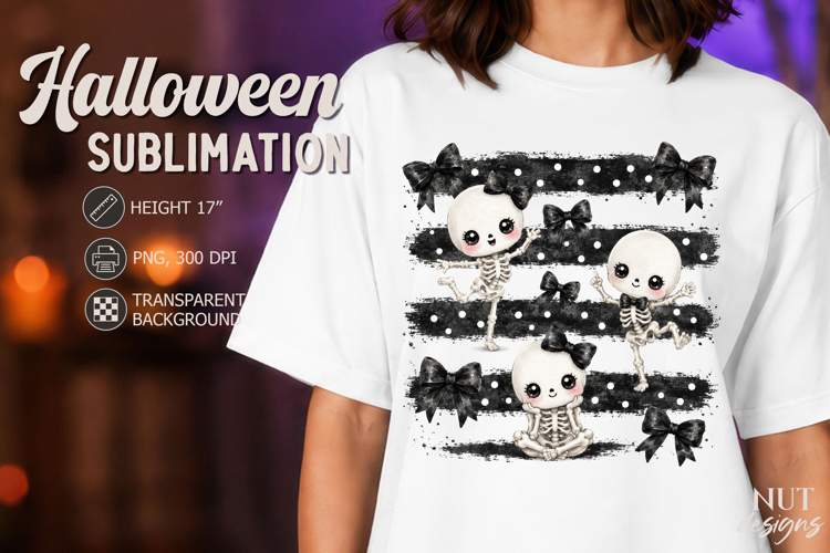 Cute Coquette Skeleton Halloween sublimation