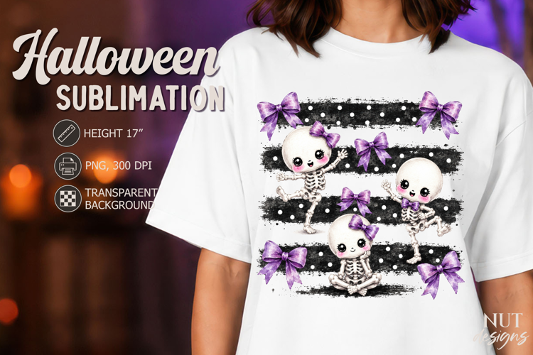Purple Coquette Skeleton Halloween sublimation