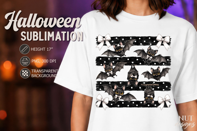 Cute Bat Coquette Halloween sublimation Polka dot