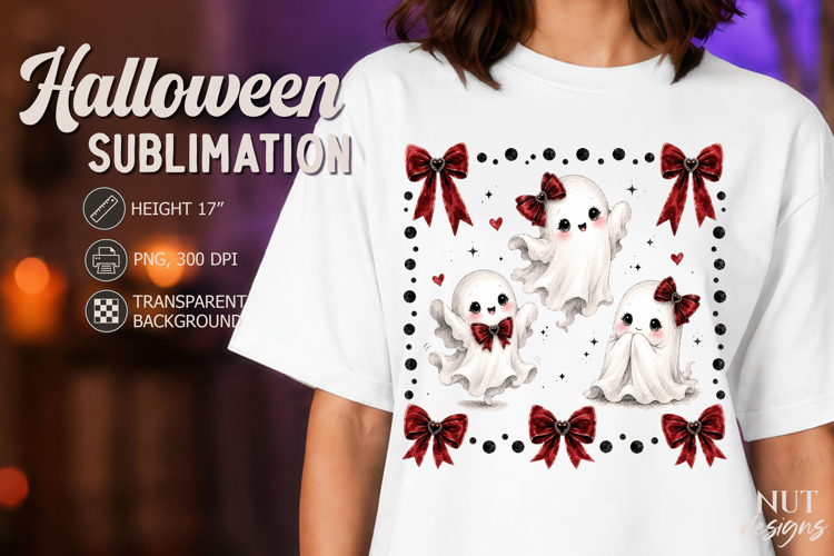 Cute Halloween Ghost Bow Coquette Halloween