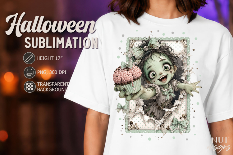Spooky Zombie Girl Halloween Coquette Funny sublimation