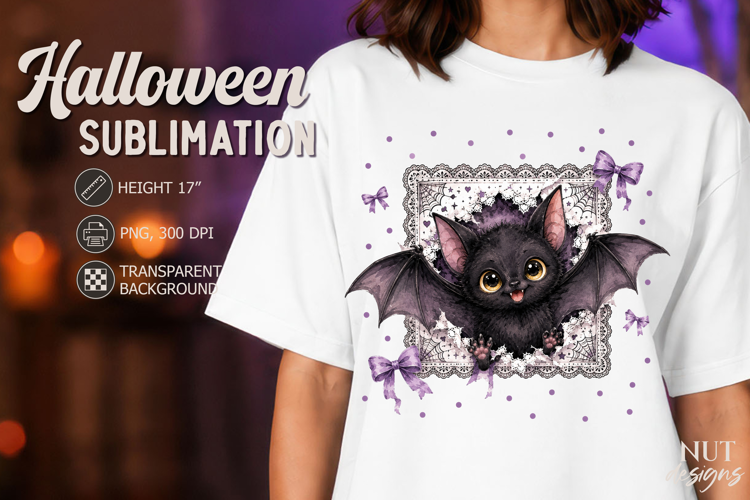 Cute Bat Lace Halloween Coquette sublimation