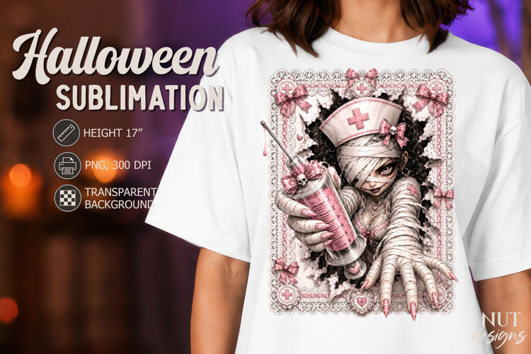 Cute Mummy Nurse Lace Halloween sublimation