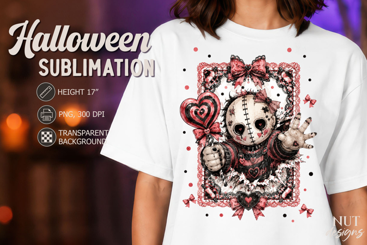 Cute Slasher with candy Lace Halloween sublimation
