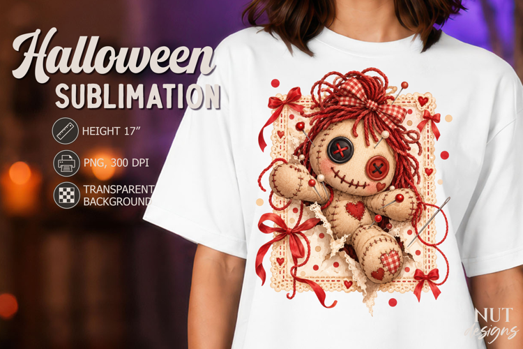 Creepy Halloween Rag Doll Lace Halloween sublimation