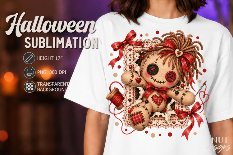 Creepy Halloween stitched doll Lace Halloween sublimation