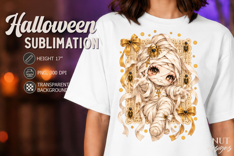 Cute Mummy Girl Coquette Lace Halloween sublimation