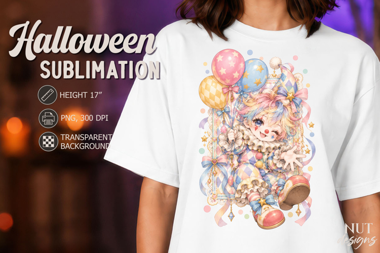Halloween Pastel Clown Sublimation Coquette Halloween