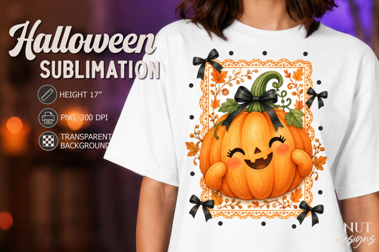 Cute Autumn Pumpkin Lace Coquette Halloween