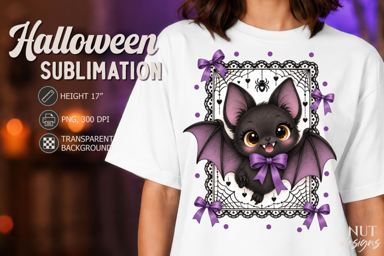 Cute Gothic Bat Lace Halloween Coquette sublimation