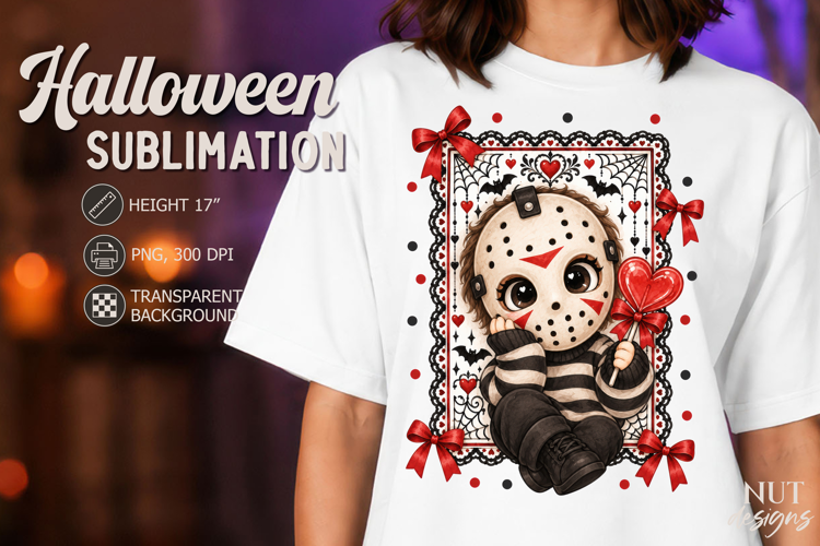 Cute Valentine Horror Hockey Mask Lace Halloween sublimation