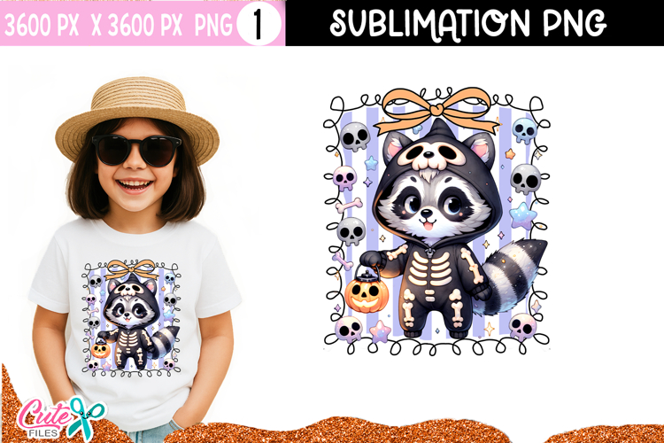 Coquette Halloween PNG | Raccoon Sublimation for Crafts