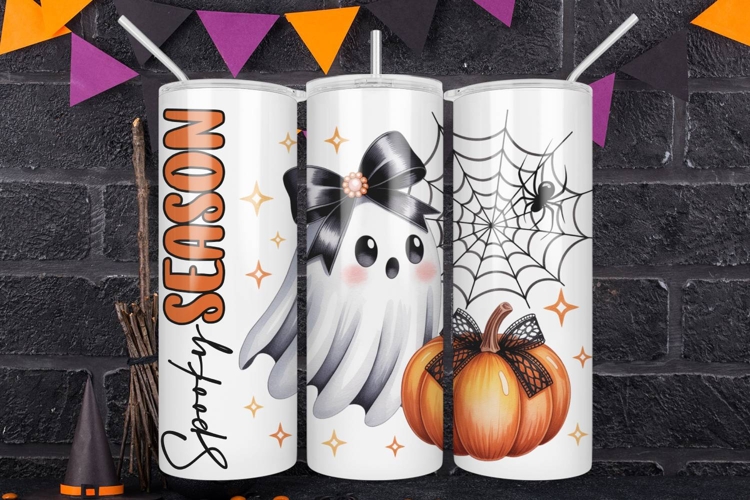 Orange Black Coquette Tumbler Wrap Spooky Season Design