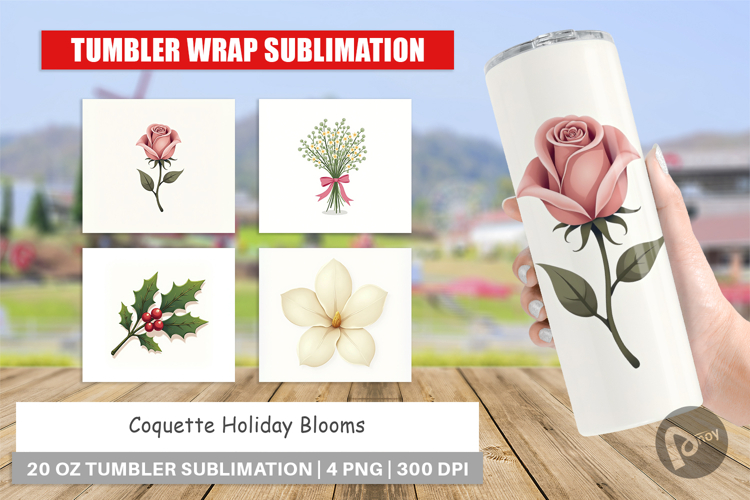 Coquette Holiday Blooms Tumbler