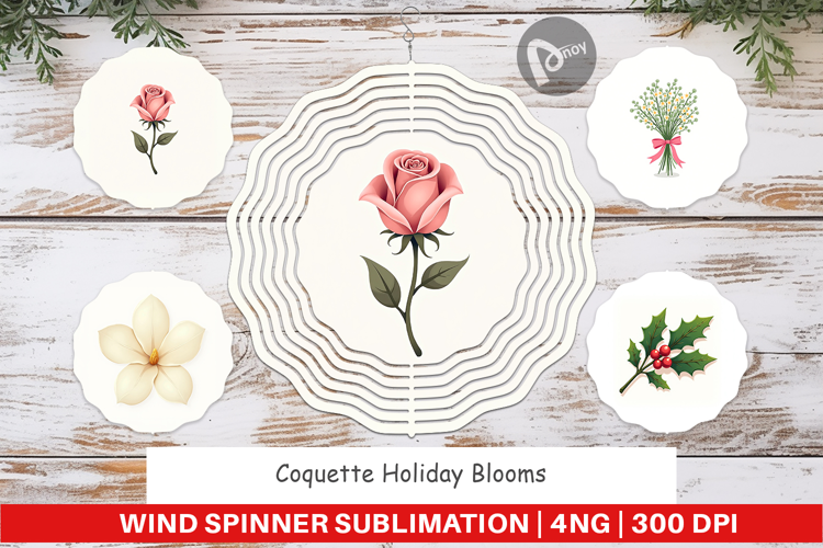 Coquette Holiday Blooms Wind Spinner