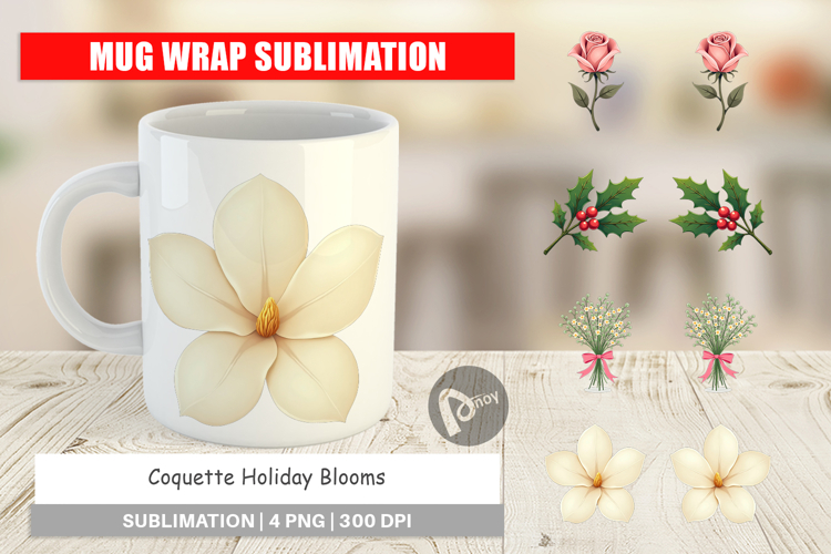 Coquette Holiday Blooms Mug Wrap