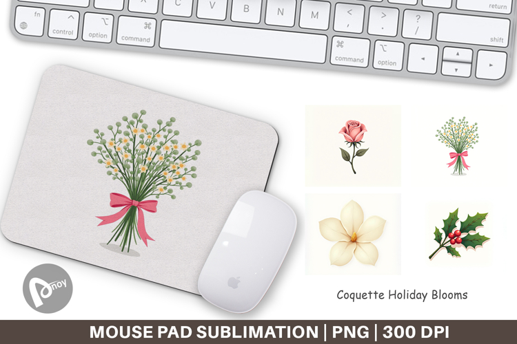 Coquette Holiday Blooms Mouse Pad