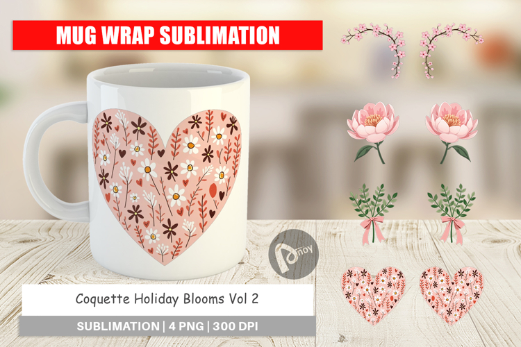Coquette Holiday Blooms Mug Wrap