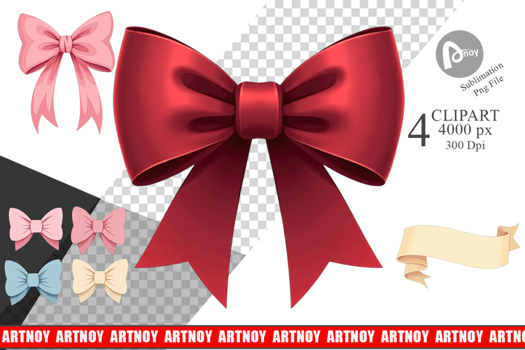 Coquette Holiday Bows Clipart