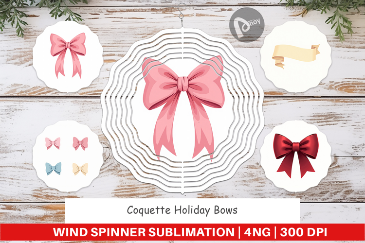 Coquette Holiday Bows Wind Spinner