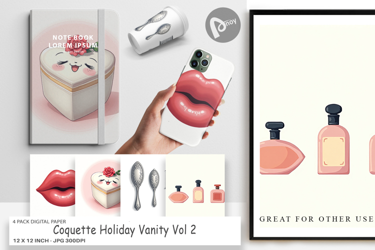 Coquette Holiday Vanity Digital Paper
