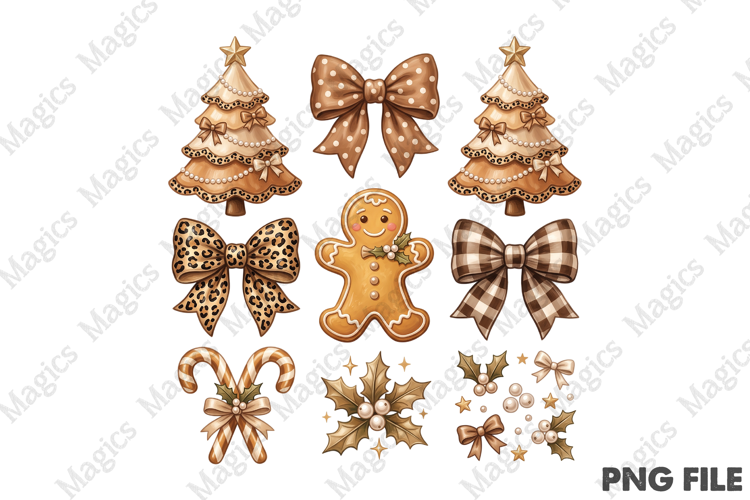 Coquette Leopard Bow Christmas PNG