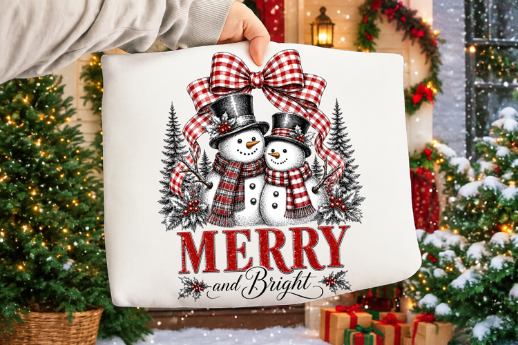Coquette Merry and Bright Christmas Png, Preppy Christmas