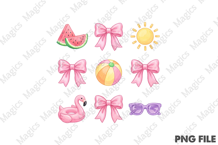 Coquette Pink Bow Summer PNG