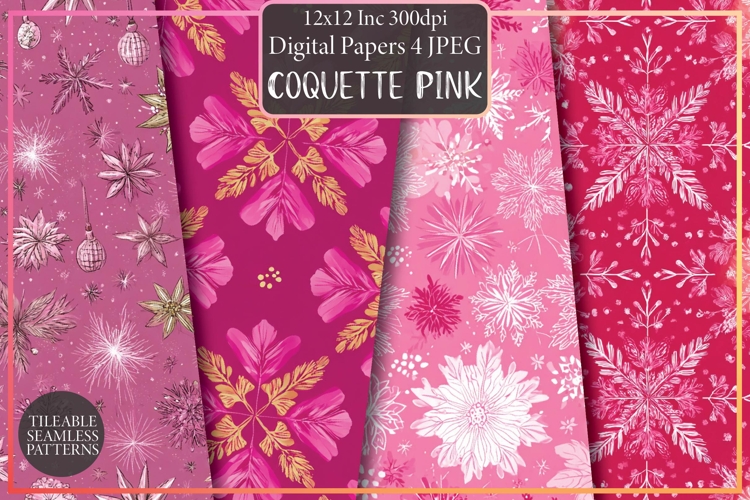 Coquette Pink Christmas Pattern Paper
