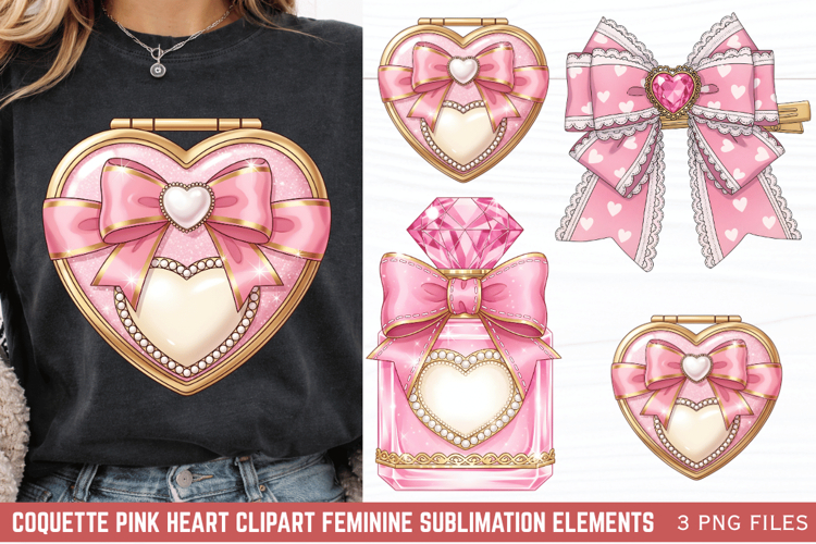 Coquette Pink Heart Clipart, Coquette Pink Heart Clipart PNG