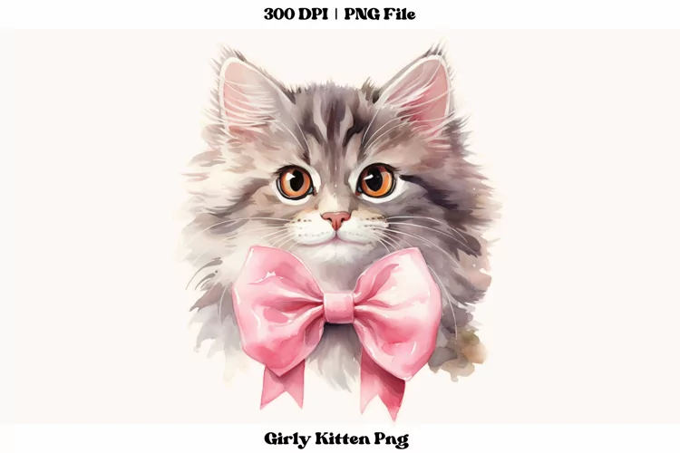 Coquette Png | Kitten Sublimation | Girly Vintage Kitten Png