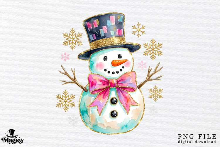 Coquette Snowman Brushstroke Glitter PNG example image 1