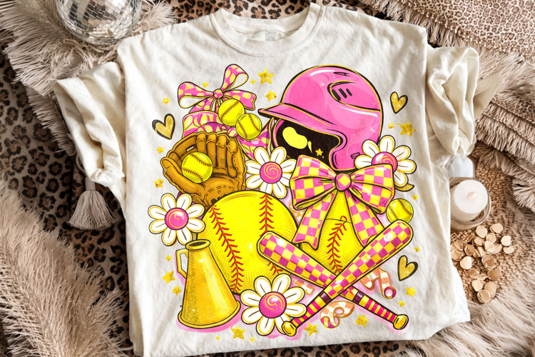 Softball Coquette Bow PNG, Game Day PNG, Softball Mama PNG