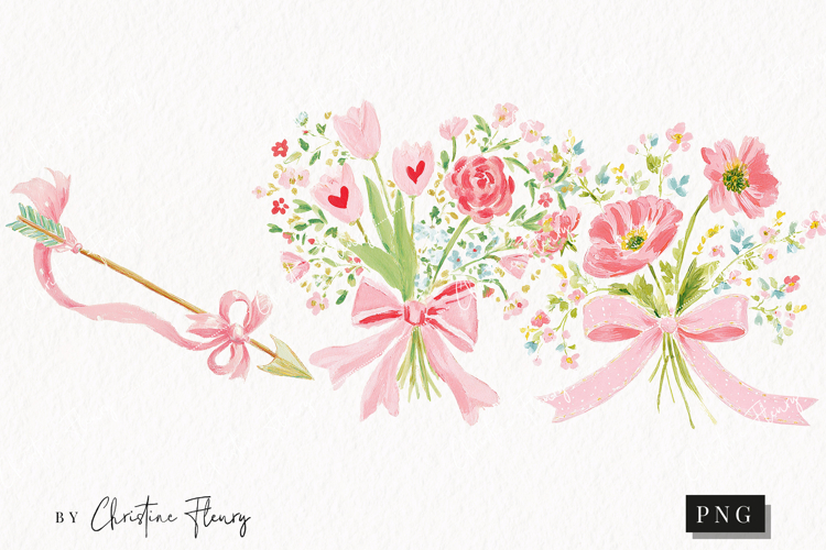 Watercolor Coquette Spring Clipart | Spring PNG