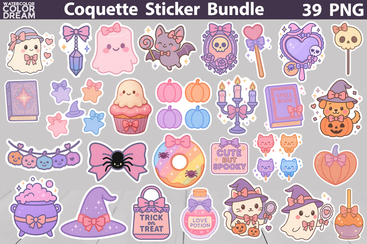 Coquette Halloween Sticker Bundle| Cute Spooky Sticker