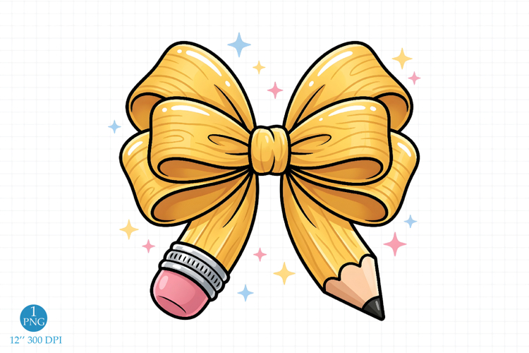 Coquette Teacher PNG, Pencil Bow School Design