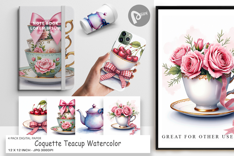 Coquette Teacup Digital Paper