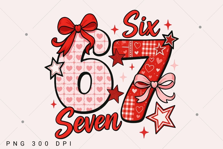 Coquette Valentine 67 Six Seven PNG,Preppy Heart Bow