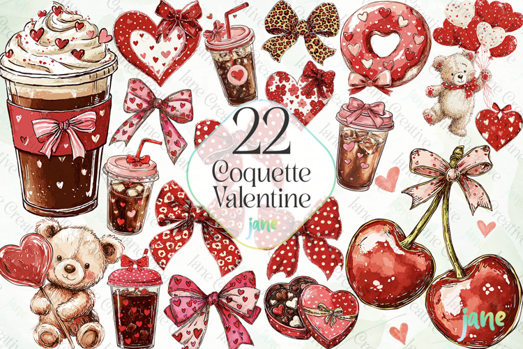 Coquette Valentine Clipart Bundle