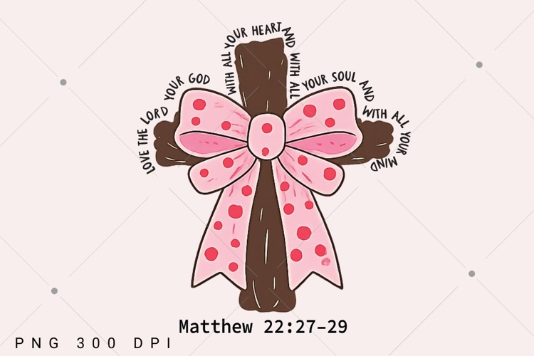 Coquette Valentine Jesus PNG, Valentine Bow Bible Verse Png