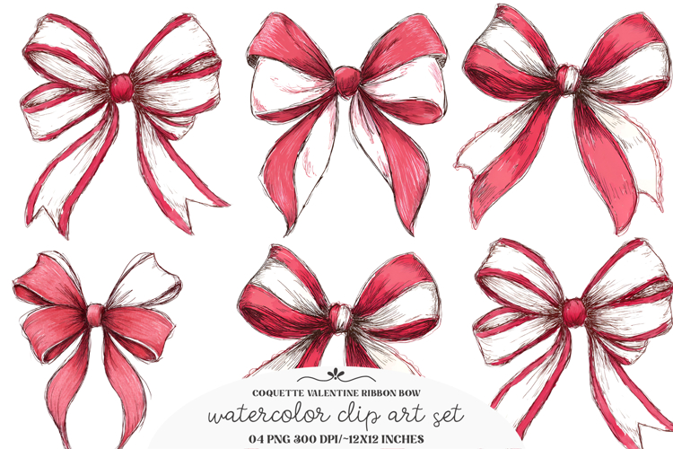 Coquette Valentine Ribbon Bow Clipart - Ribbon Bow PNG