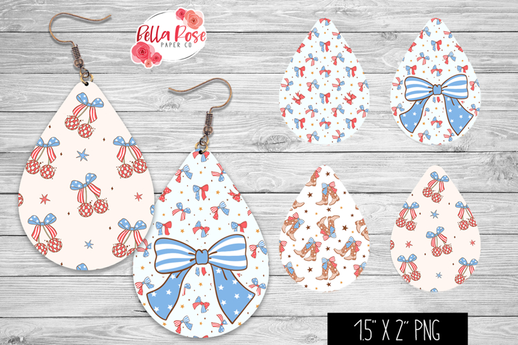 Coquette Patriot | 4th of July | 4 Sets of Teardrop Earrings
