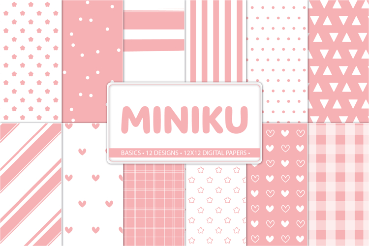Coral pink baby themed 12x12 digital paper pack